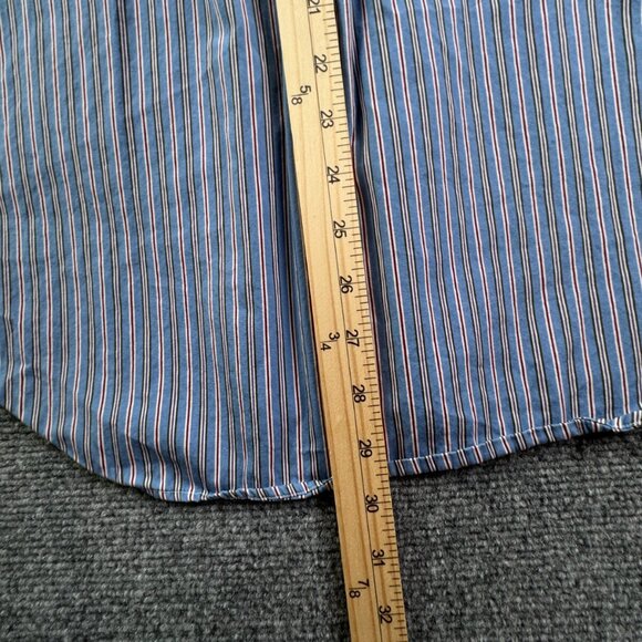 Ralph Lauren Button Up Shirt Long Sleeve Blue Red Striped Classic Fit 15.5 32/33 - Picture 9 of 11